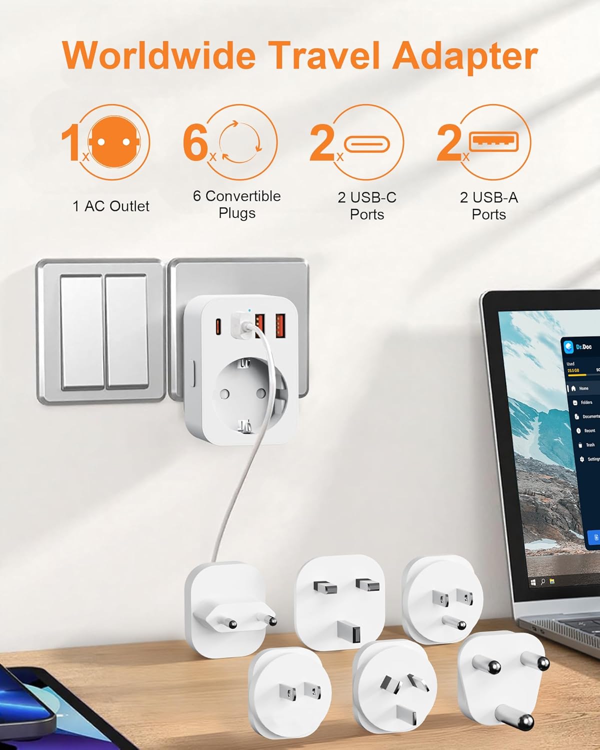 Thumbnail 1 de Denlane Universal Reiseadapter 6 Steckaufsätze 🔌