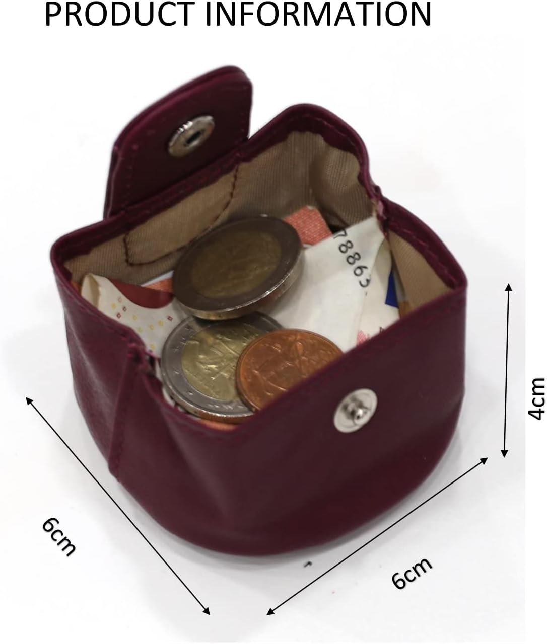 Detalle 2 de Van Der Rich Petit Mini Porte-Monnaie en Cuir – 6 x 6 cm, pour femme et homme