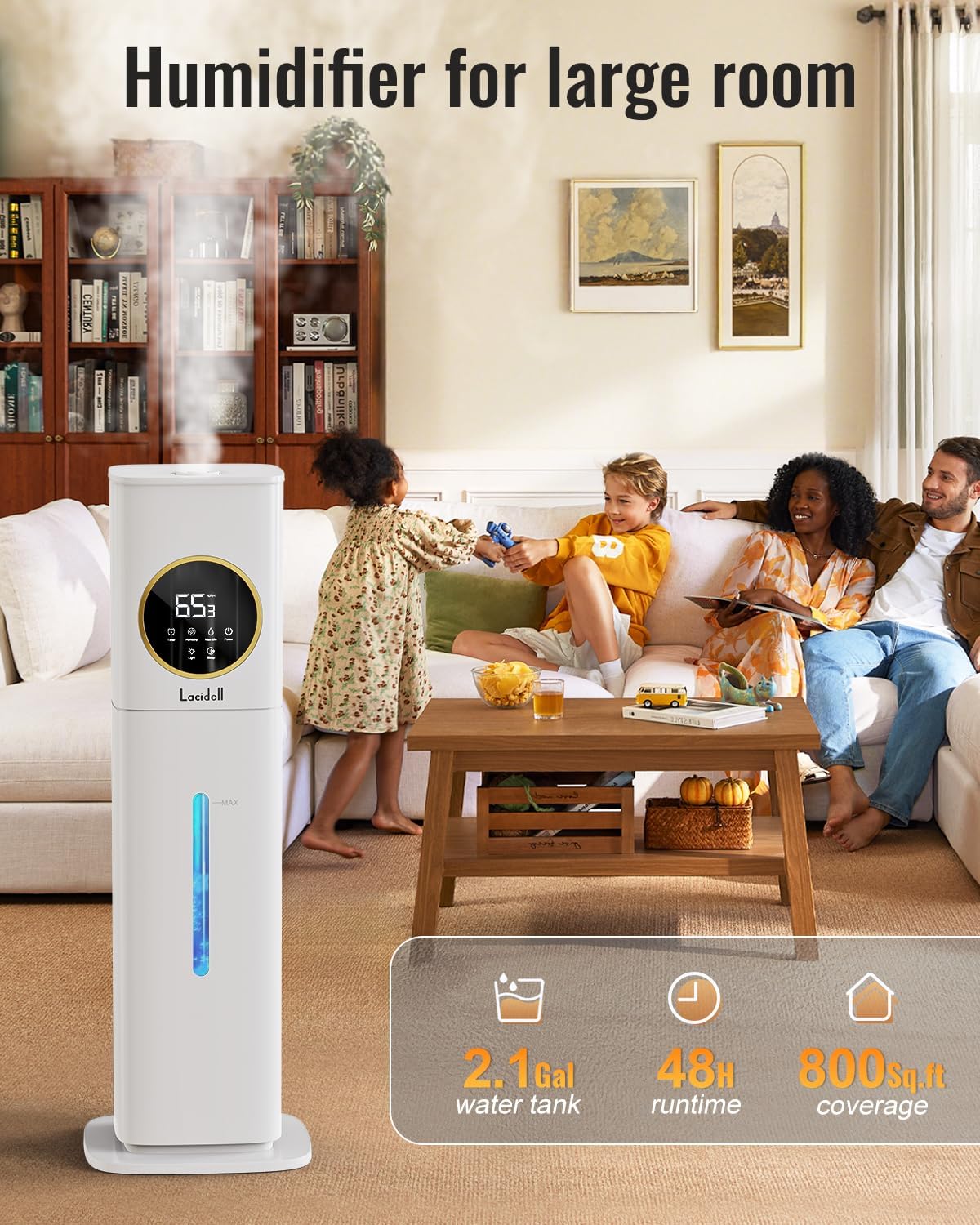 Detalle 2 de Lacidoll LCD-MH-2303-W-CA 8 L Cool Mist Humidifier with Top Fill