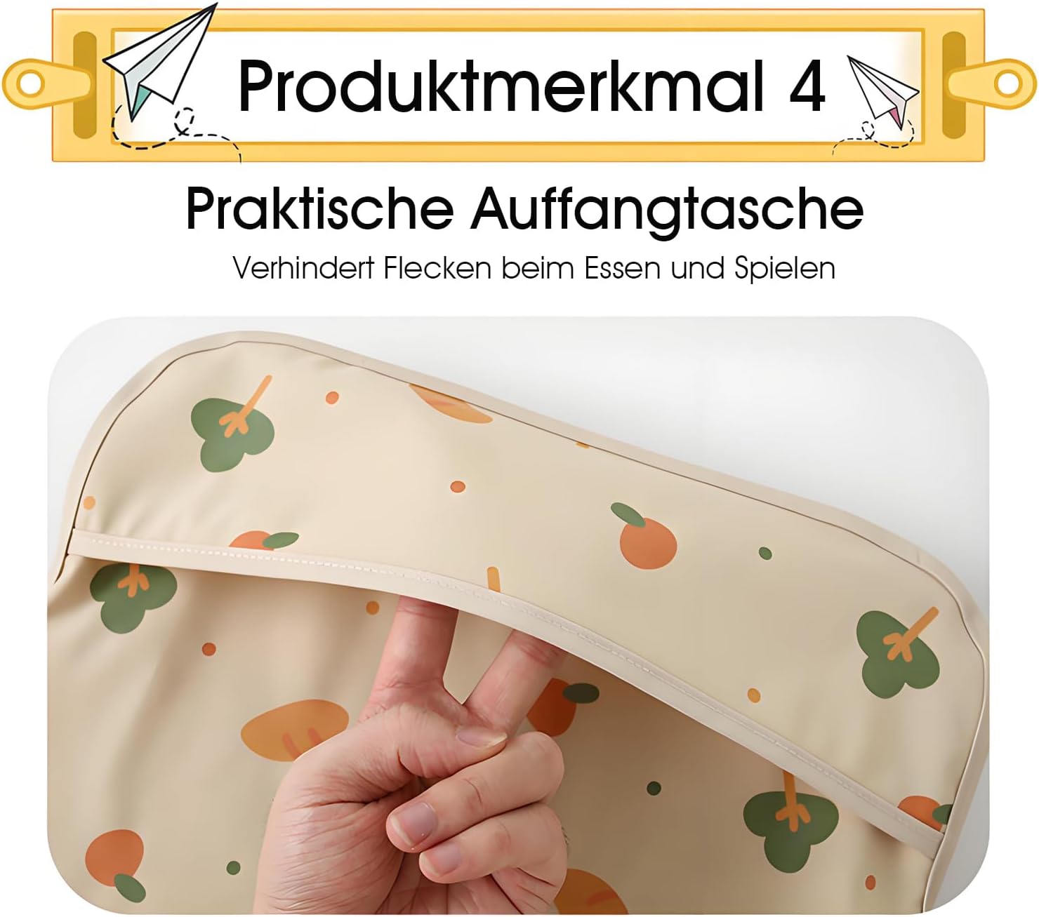 Detalle de MOJINL Baby Lätzchen mit Ärmeln – Weich, wasserdicht & waschbar, 2er-Set