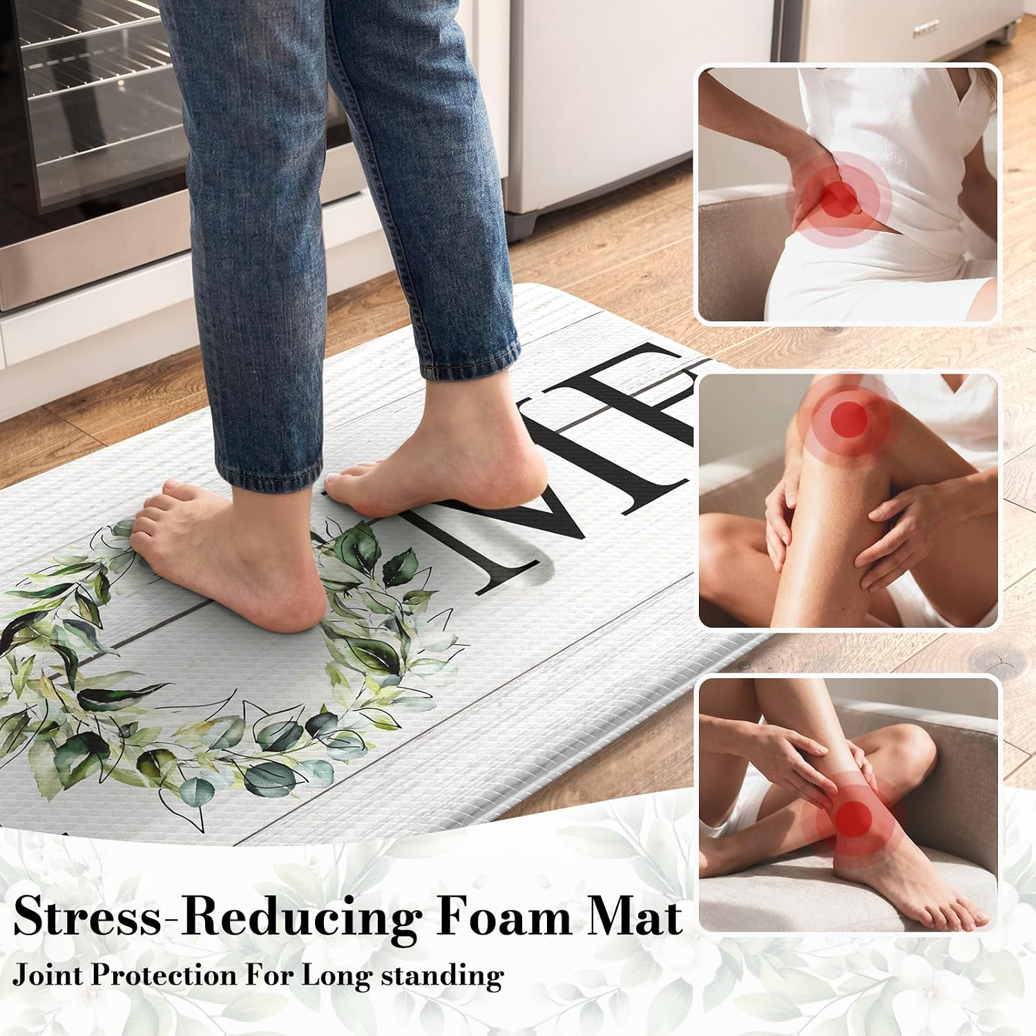 Detalle 2 de KIMODE Farmhouse Kitchen Mat 2-Pack (Anti-Fatigue, Non-Skid, Waterproof)