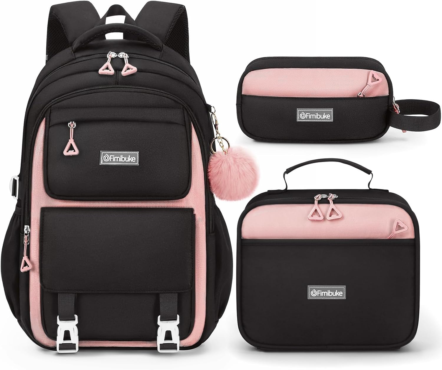 Detalle de Fimibuke 3-Piece Girls' Backpack Set: Waterproof School Bag, Insulated Lunch Box & Pencil Case
