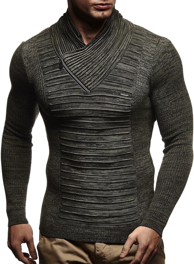 Detalle de Leif Nelson LN-1535: maglione uomo felpa con cappuccio, sciallatto e taglio sciancrato