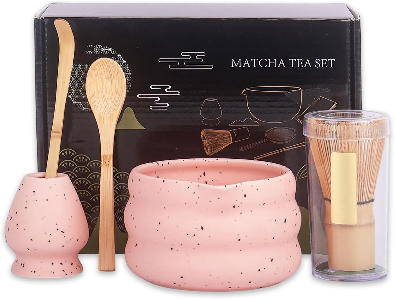 Detalle de Matcha Tee Set mit Besen, Schale und Halter – Zeremonie-Set 5-teilig (Grün)