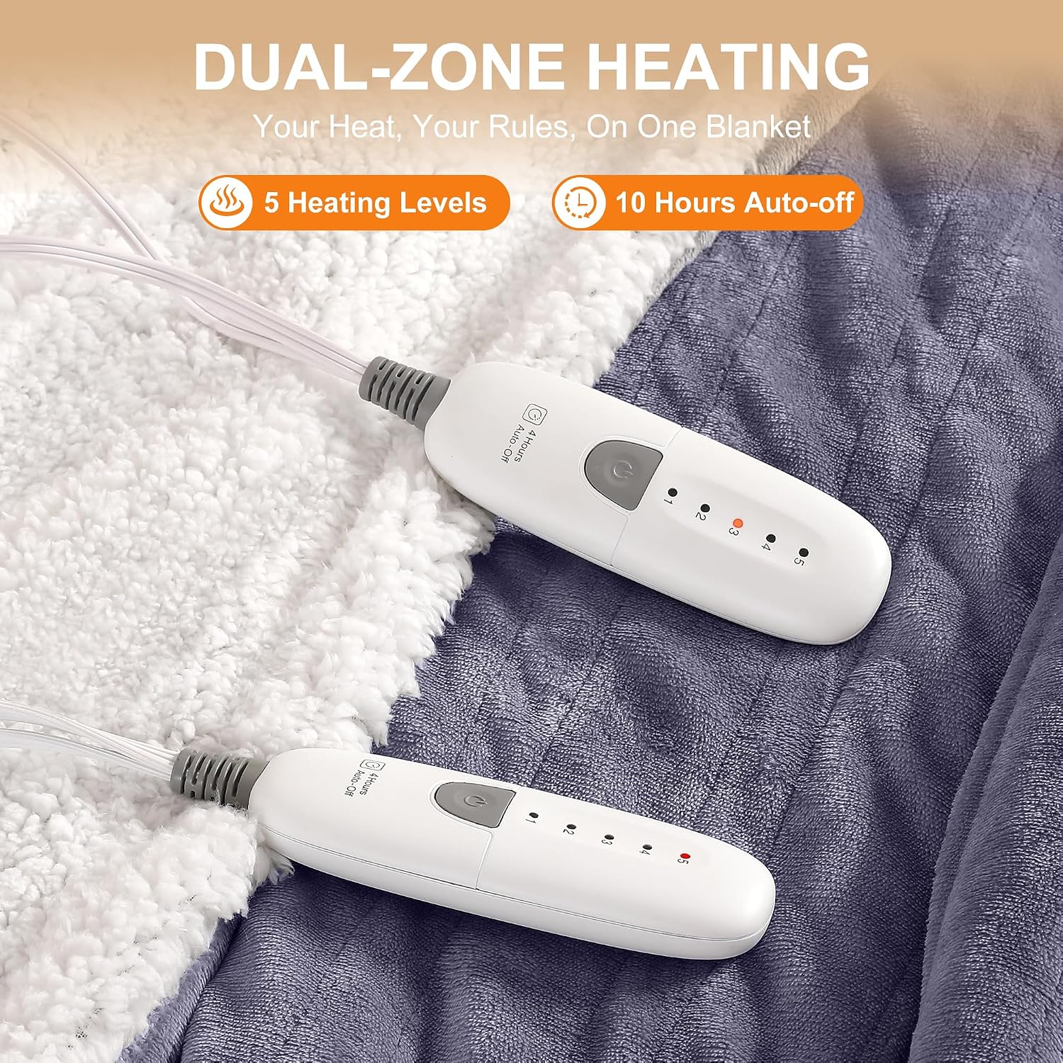 Detalle de Molatink Queen Heated Blanket, 84" x 90" Flannel and Sherpa, Dual Controllers