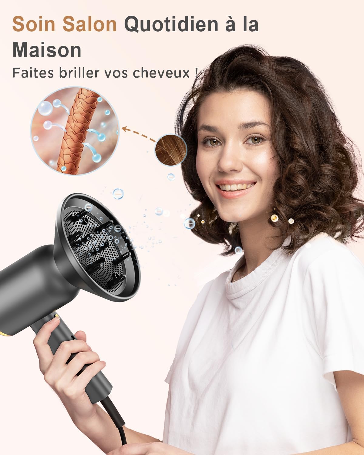 Detalle 2 de DEWILY 1800W Ionen Föhn mit Diffusor 💇♀