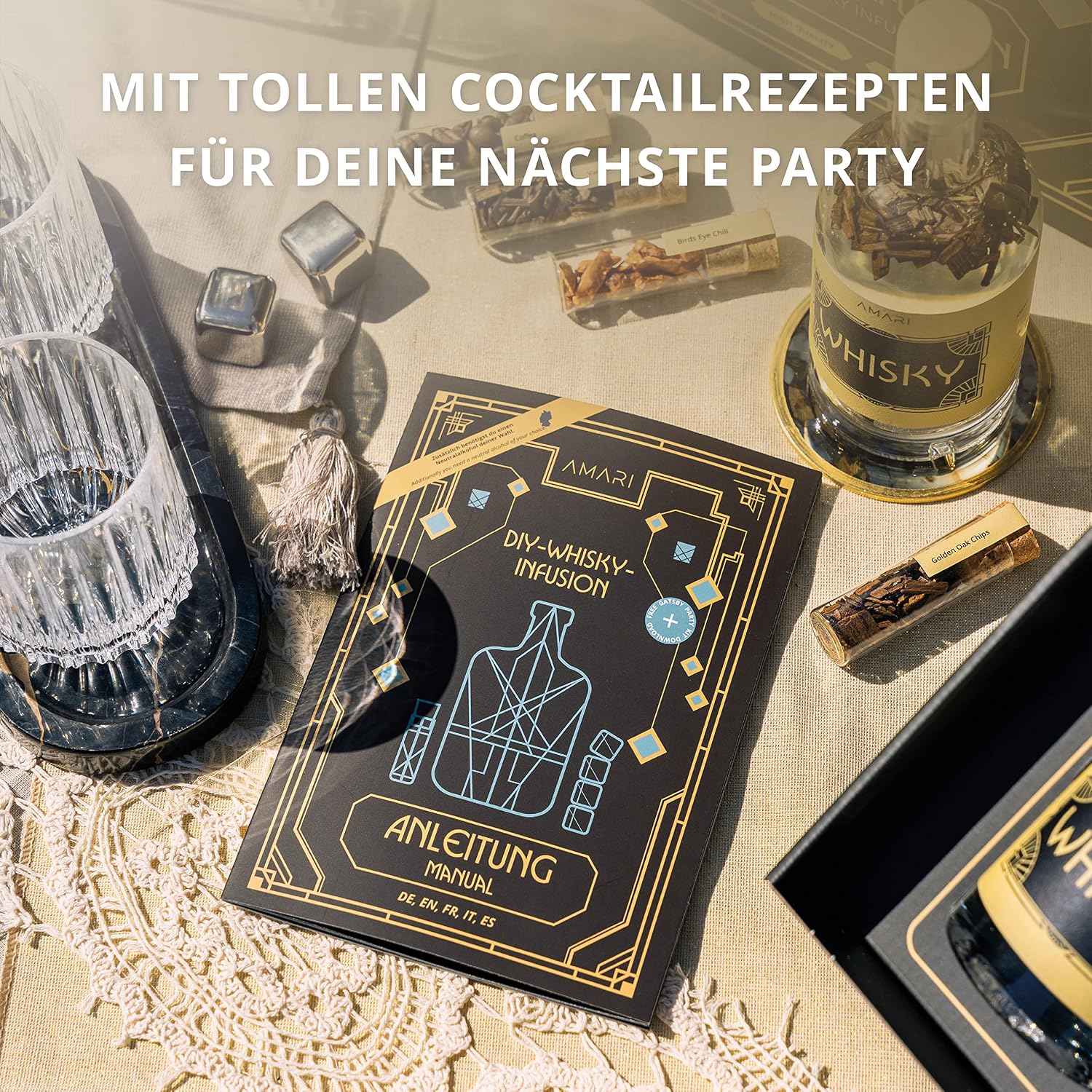 Detalle de AMARI ® DIY Whisky Set – Zum Selber Machen, Geschenkset inkl. Zubehör
