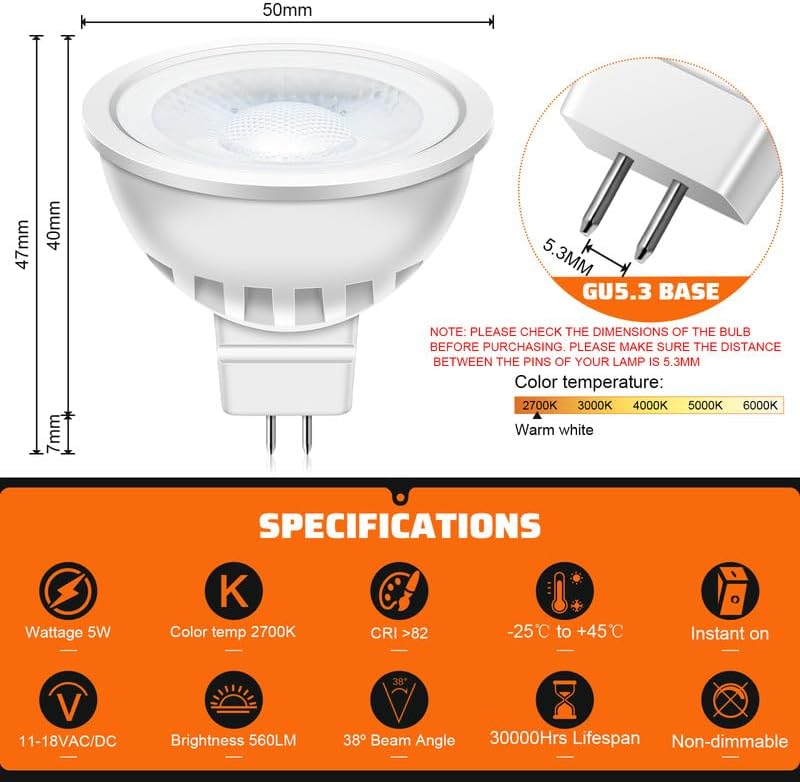 Thumbnail 1 de Auting BL-MR16YF6K-5W GU5.3 LED-lampa MR16, 5 W, 2700 K, 38°