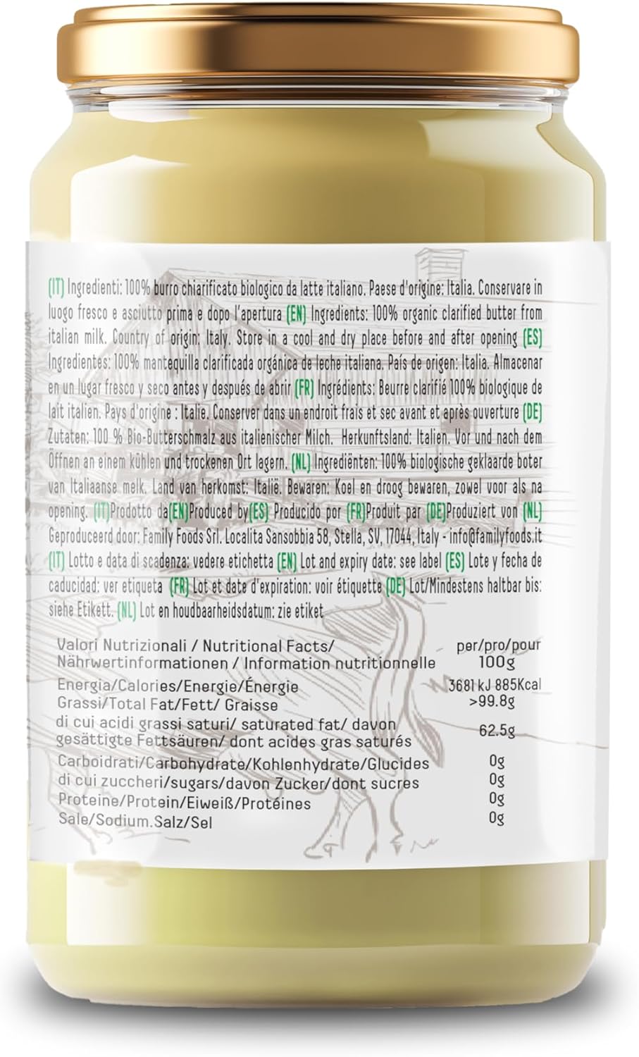 Thumbnail 2 de Cibo Burro Ghee Biologico 500g: latte di Parma e Reggio Emilia, alta temperatura e digeribilità
