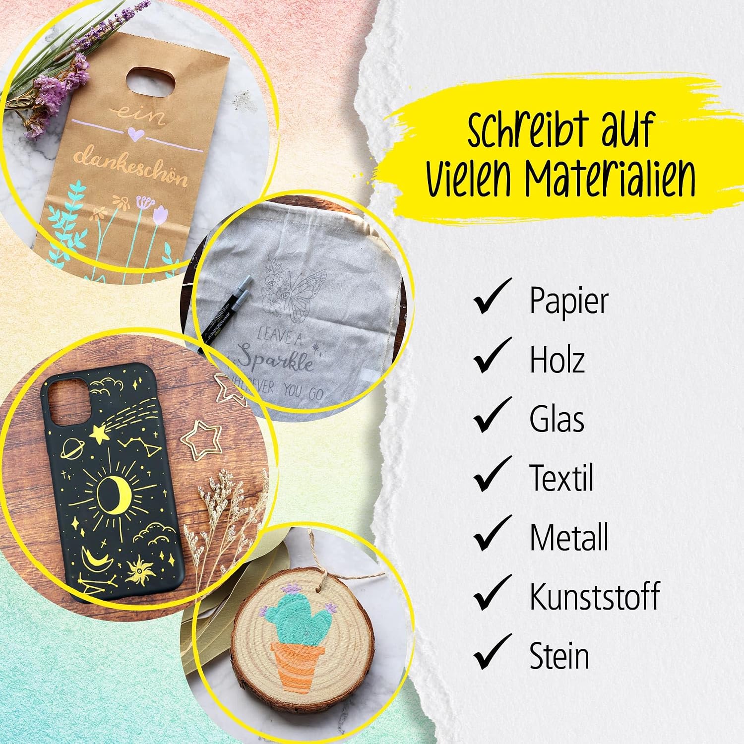 Detalle 2 de ONLINE 6er-Set Acryl-Stifte Pastell – Beige, Lavendel, Türkis | Handlettering, Bullet Journal & DIY