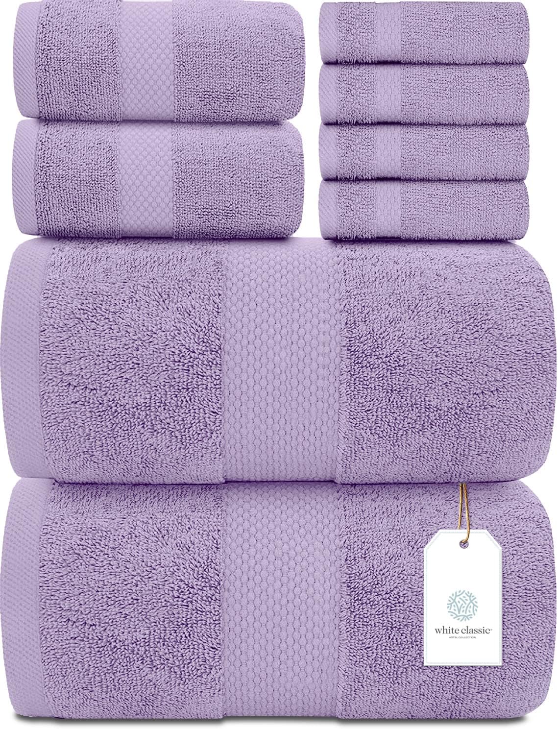 Detalle de White Classic Bath Towel Set, Lavender