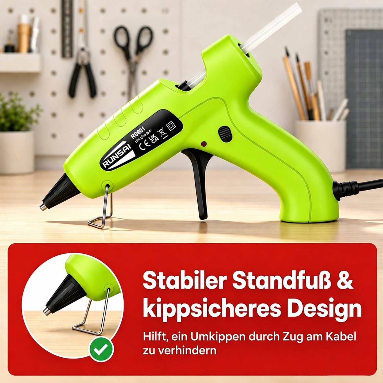Detalle de RUNSAI Heißklebepistole mit 30 Klebepistole Sticks, 7 mm – schnelle Erwärmung & ohne Tropfen