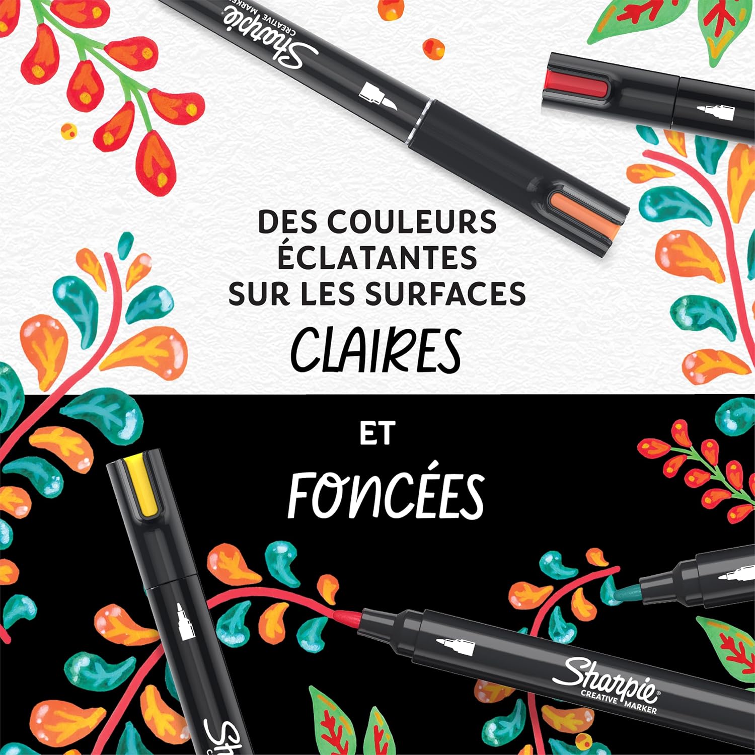 Detalle de Sharpie marqueurs créatifs feutres acrylique à base d’eau noir (pointe ogive) – lot de 6