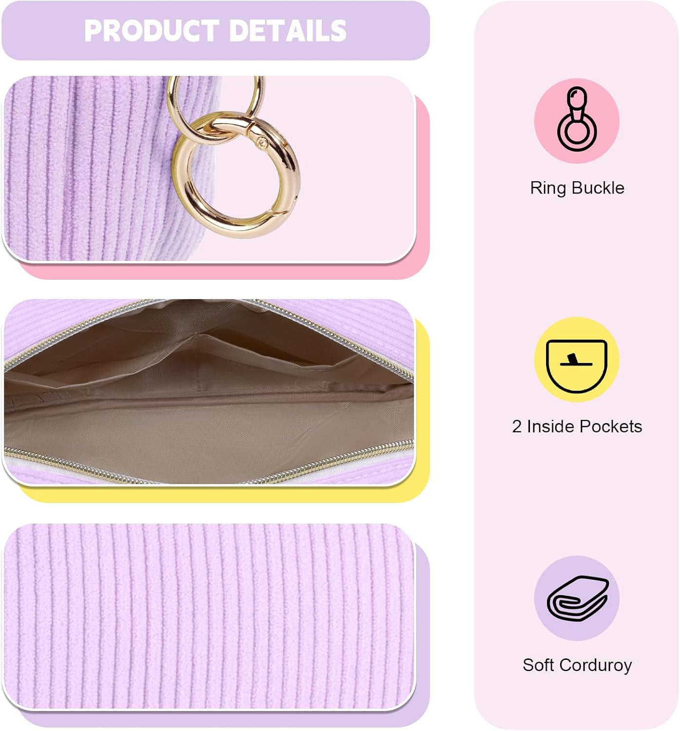 Thumbnail 2 de 3 PCS Neceseres de Maquillaje Violeta ✈️ Organizador de Viaje