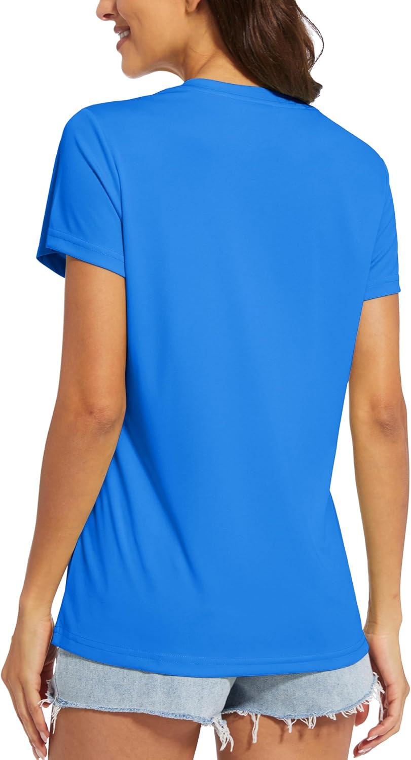 Thumbnail 6 de MAGCOMSEN Women's Workout Tops: Short Sleeve UPF 50+ Quick-Dry V-Neck Tee