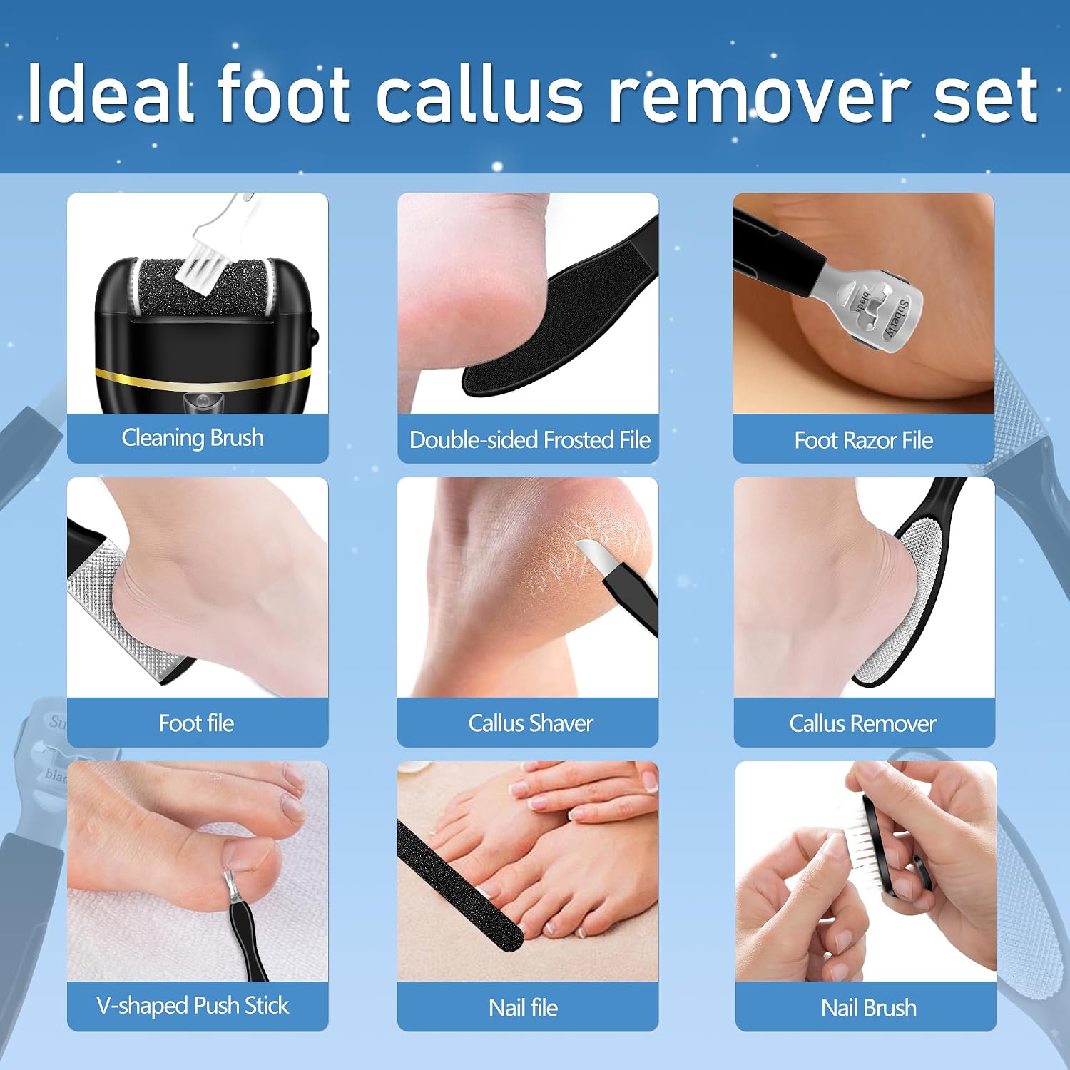 Detalle de Jamestry Callus Remover for Feet — Electric Foot File with 3 Rollers, 2 Speeds, Waterproof Design and 17-in-1 Pedicure Kit
