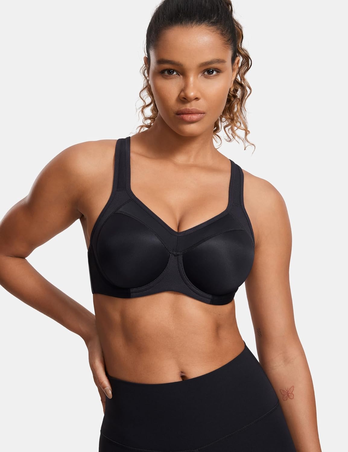 Detalle de SYROKAN Women’s High Impact Sports Bra with Underwire, Full Support Padded Racerback
