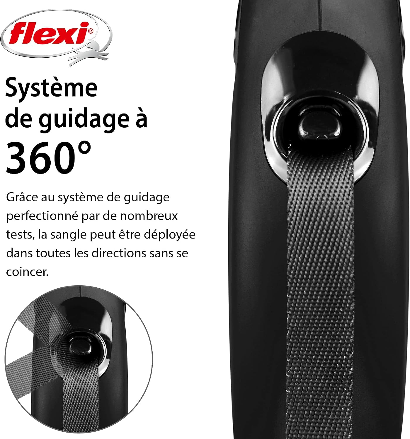 Detalle de flexi® Classic XS Laisse rétractable 3 m pour petits chiens - noir, format de poche