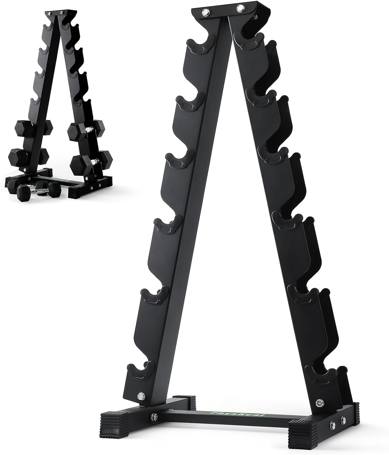 Detalle de PhysKcal Heavy Duty Steel Dumbbell Rack (3/5/6-Tier) for Home Gym Storage