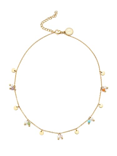 Thumbnail 5 de SINGULARU Collar Shamira: acero bañado en oro 18K con perlas cultivadas y piedras naturales
