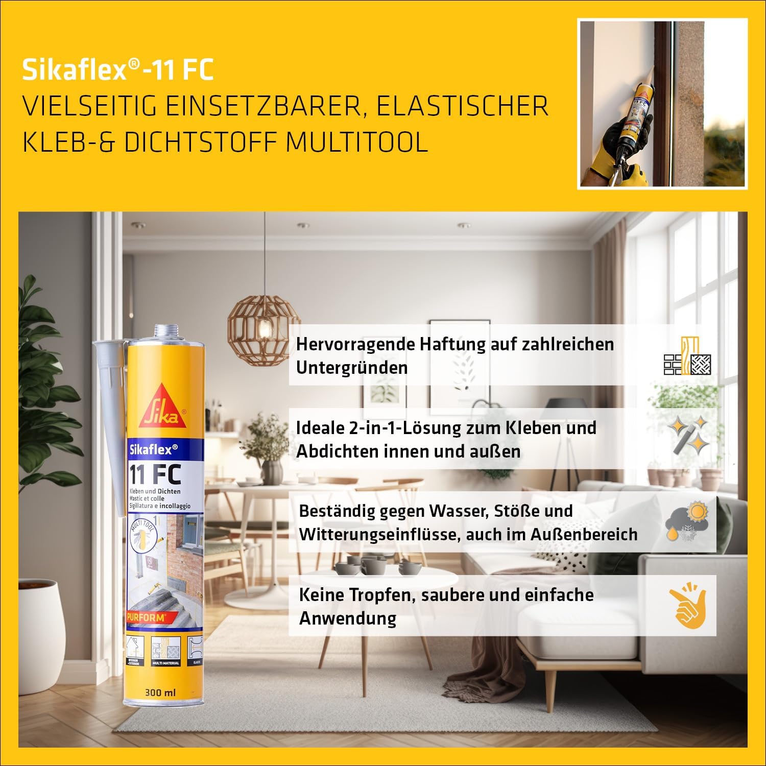 Thumbnail 2 de Sikaflex-11 FC Purform Betongrau – Kleb- und Dichtstoff, lösemittelfrei, emissionsarm