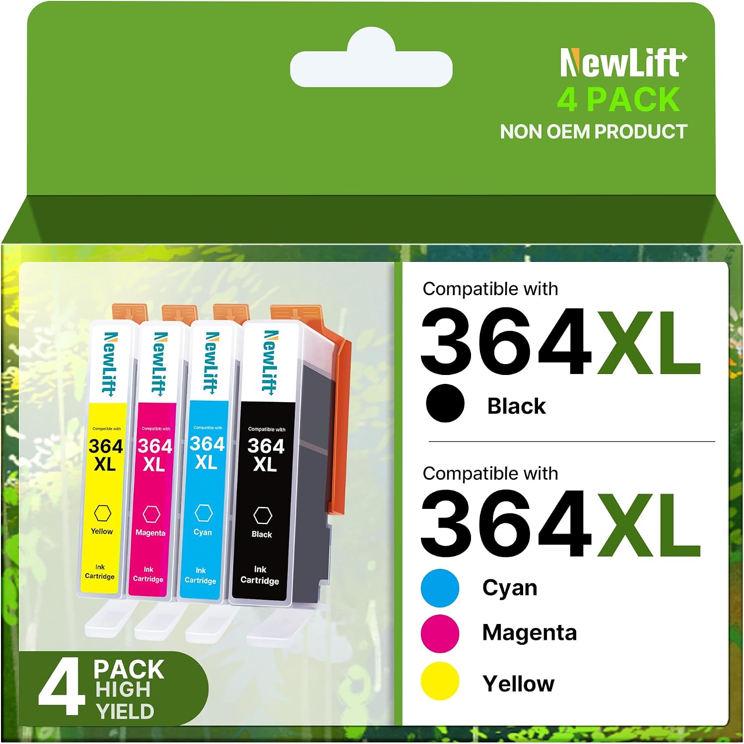 Detalle de NewLift 364XL Multipack (4er-Pack) kompatible Druckerpatronen für HP 364 XL – schwarz, cyan, magenta, gelb