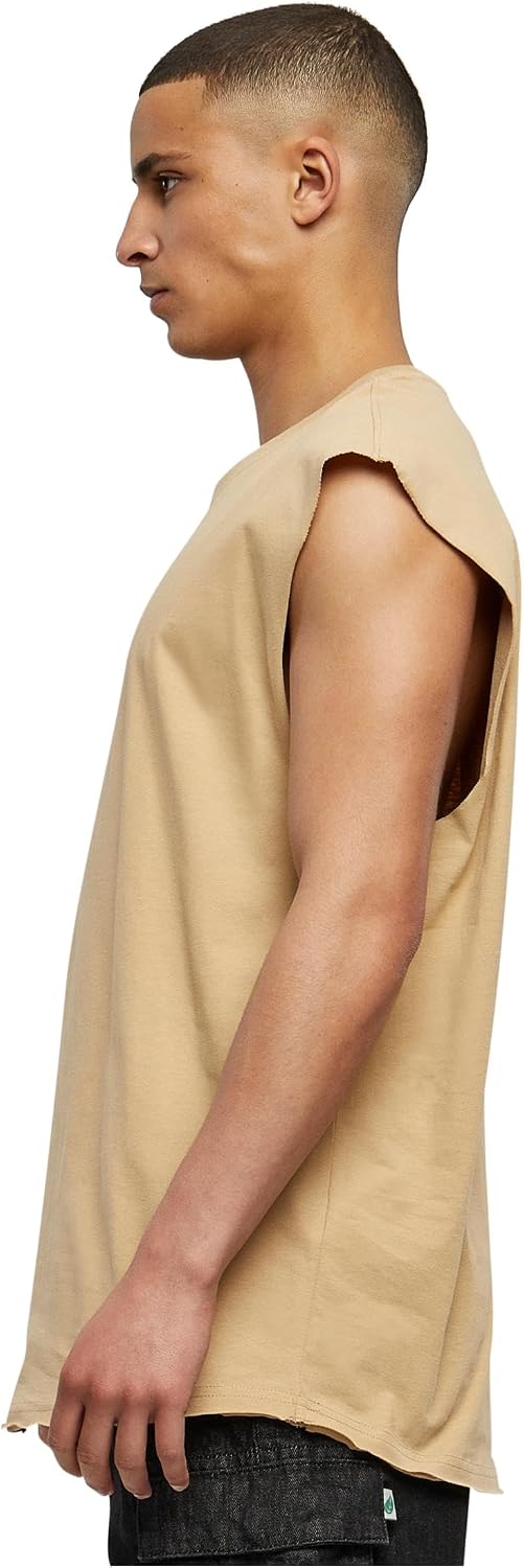 Detalle de Urban Classics Open Edge Sleeveless Tee Uomo – Unionbeige