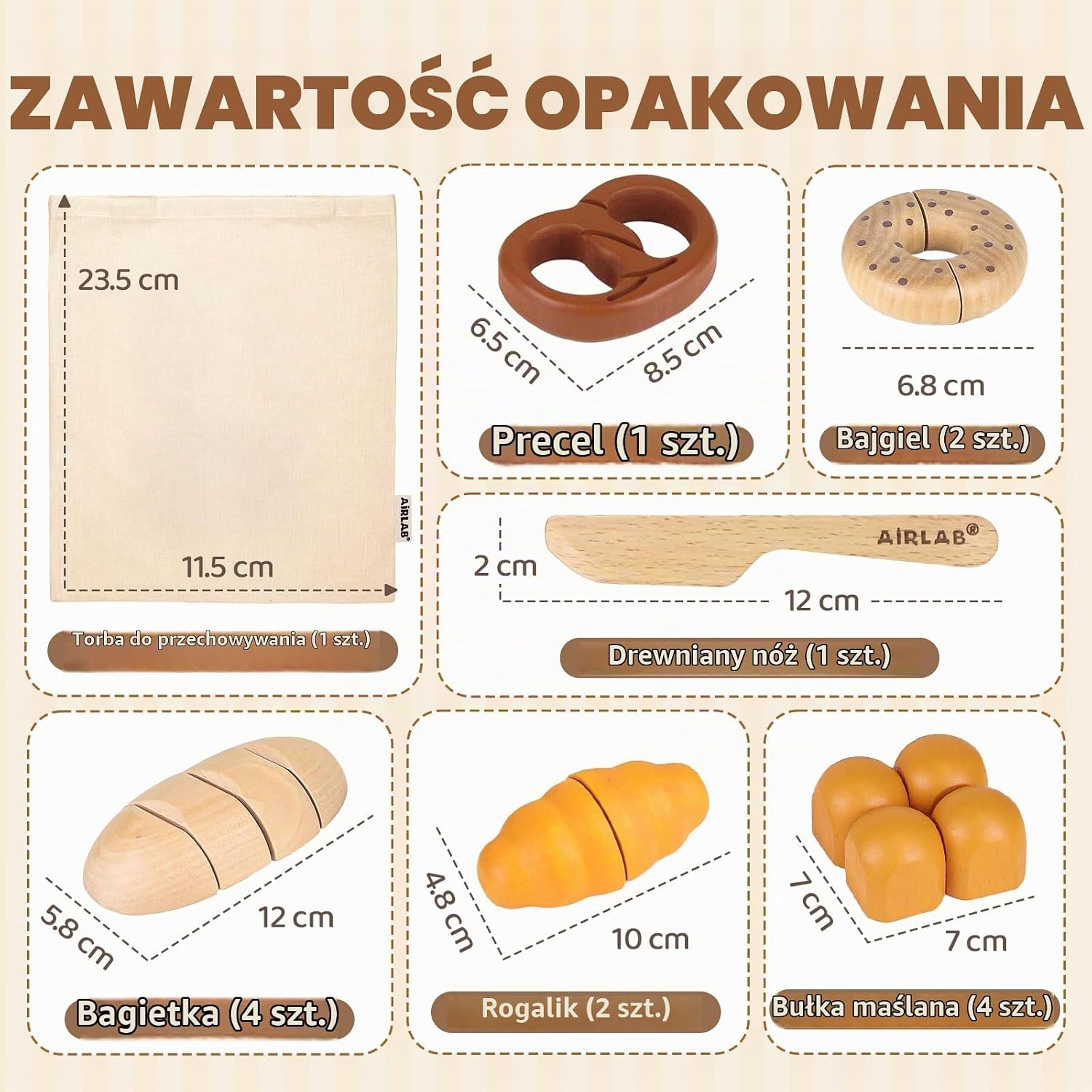 Detalle 2 de Airlab W047-MBAO – drewniany zestaw do krojenia pieczywa dla dzieci