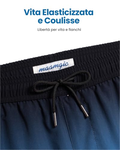 Detalle 1 de maamgic Costume Uomo Mare 2-in-1: Short da nuoto con fodera compressionante e asciugatura rapida