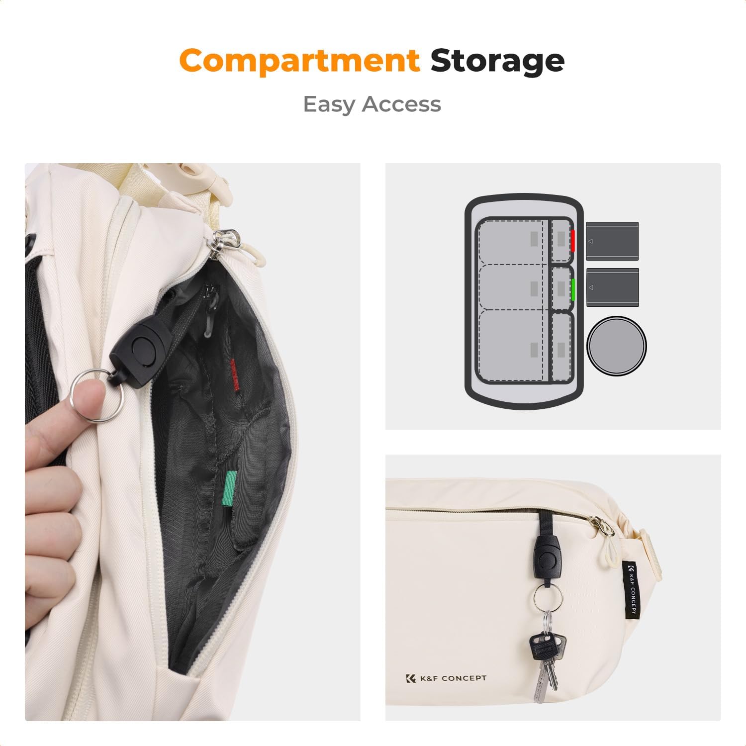 Thumbnail 3 de K&F Concept Camera Sling Bag: Practical, compact DSLR + Lens Carrier with Tripod Bottom Straps