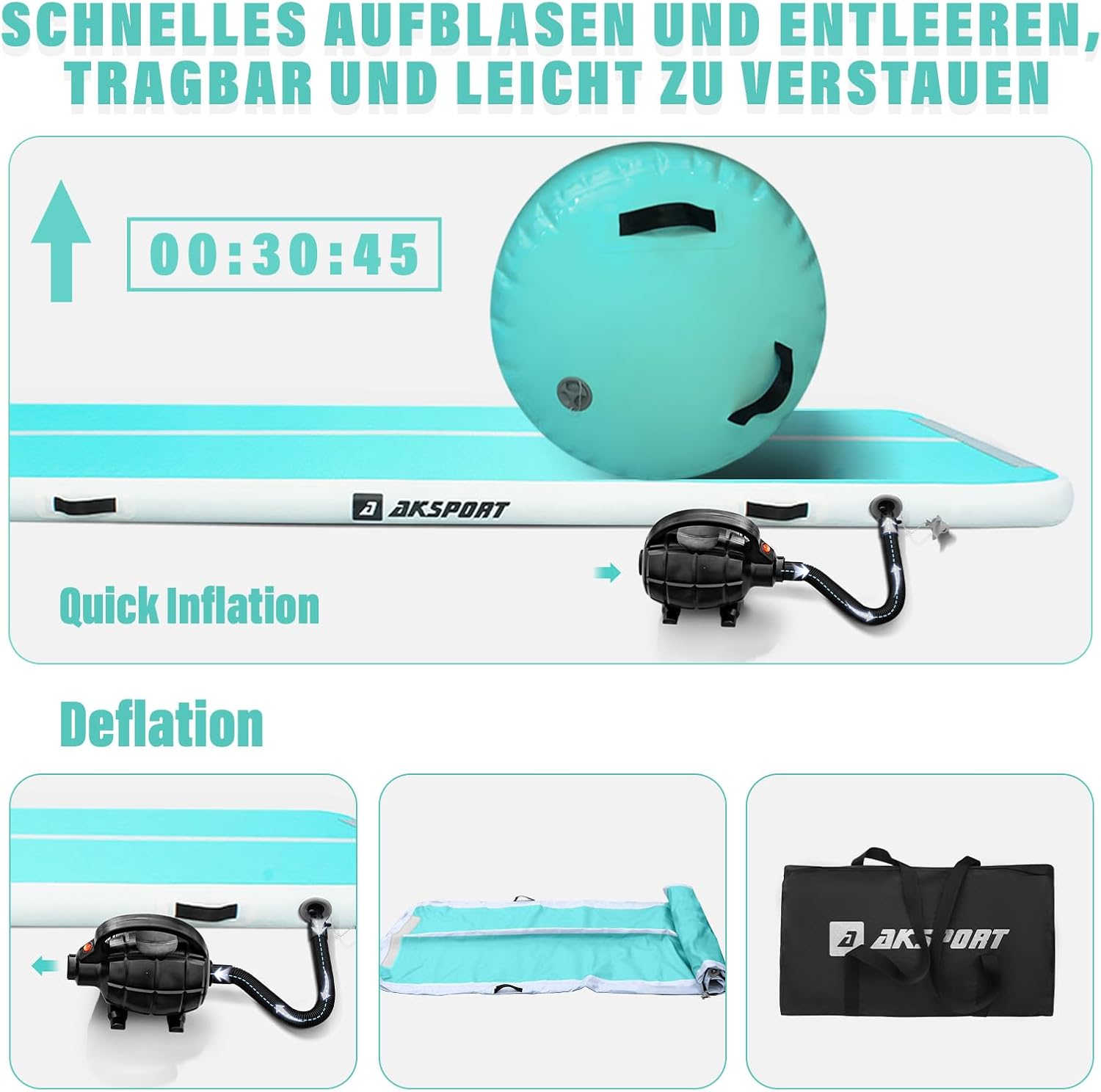 Detalle 2 de AKSPORT Airtrack 3 m mit Air Roll