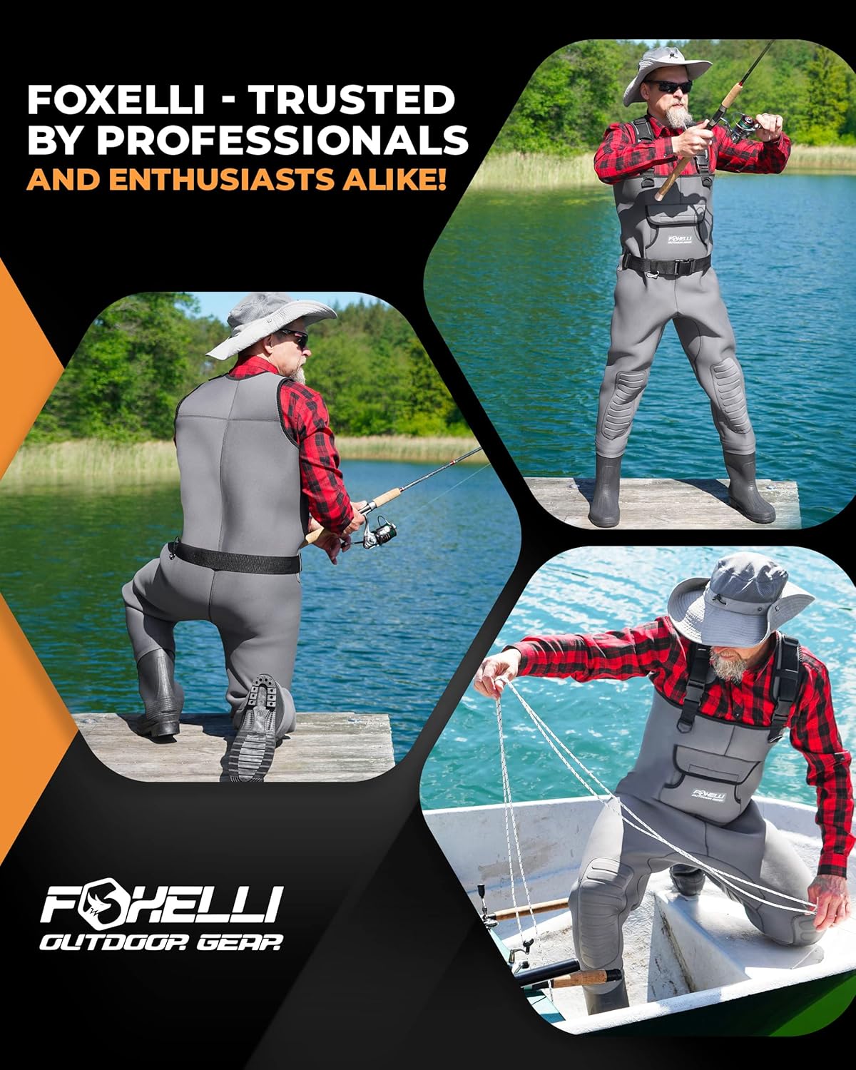 Thumbnail 4 de Foxelli Chest Waders in 4mm Neoprene for Hunting & Fishing (with PVC boots)