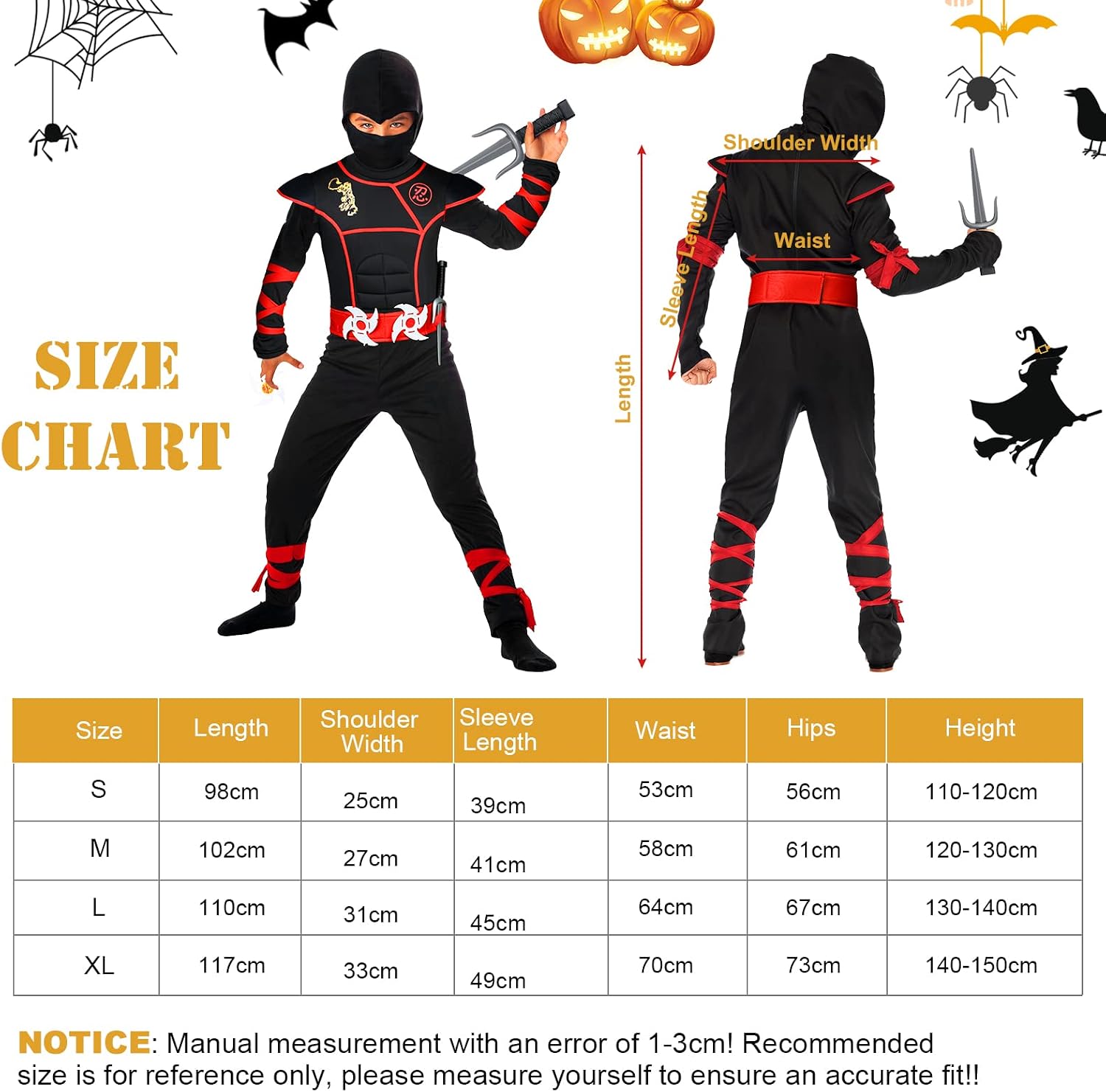 Thumbnail 6 de Aomig Vestito Ninja per Bambini – Costume completo con accessori in plastica e schiuma