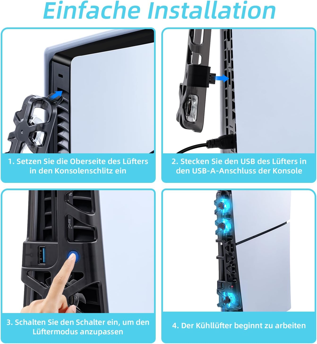 Thumbnail 6 de Tolesum Lüfter PS5 Slim, USB 3.0