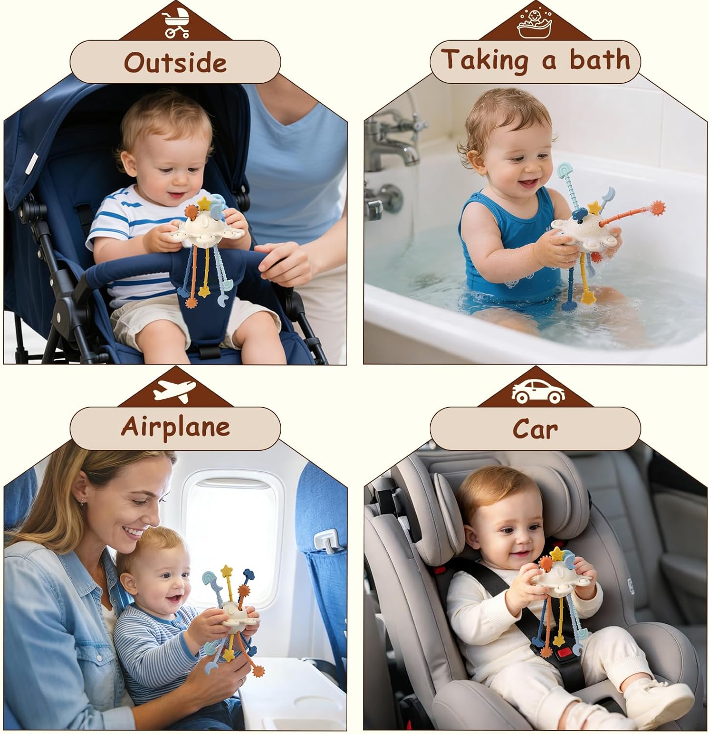 Thumbnail 5 de TYRY.HU Activity Grasping Toys – Sensory Silicone Tether Pop Pull & Pop Space Teether for 18 Months