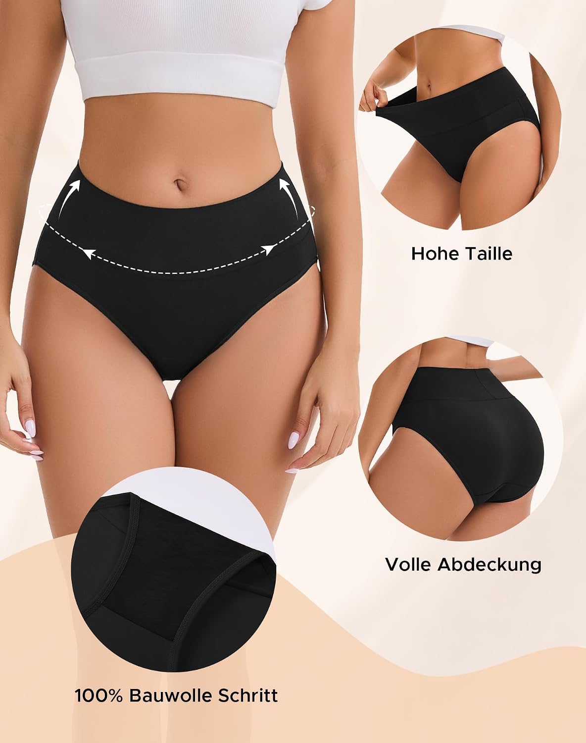 Detalle 2 de INNERSY damtrosor med hög midja, modal, mikrofiber och stretch, 4-pack