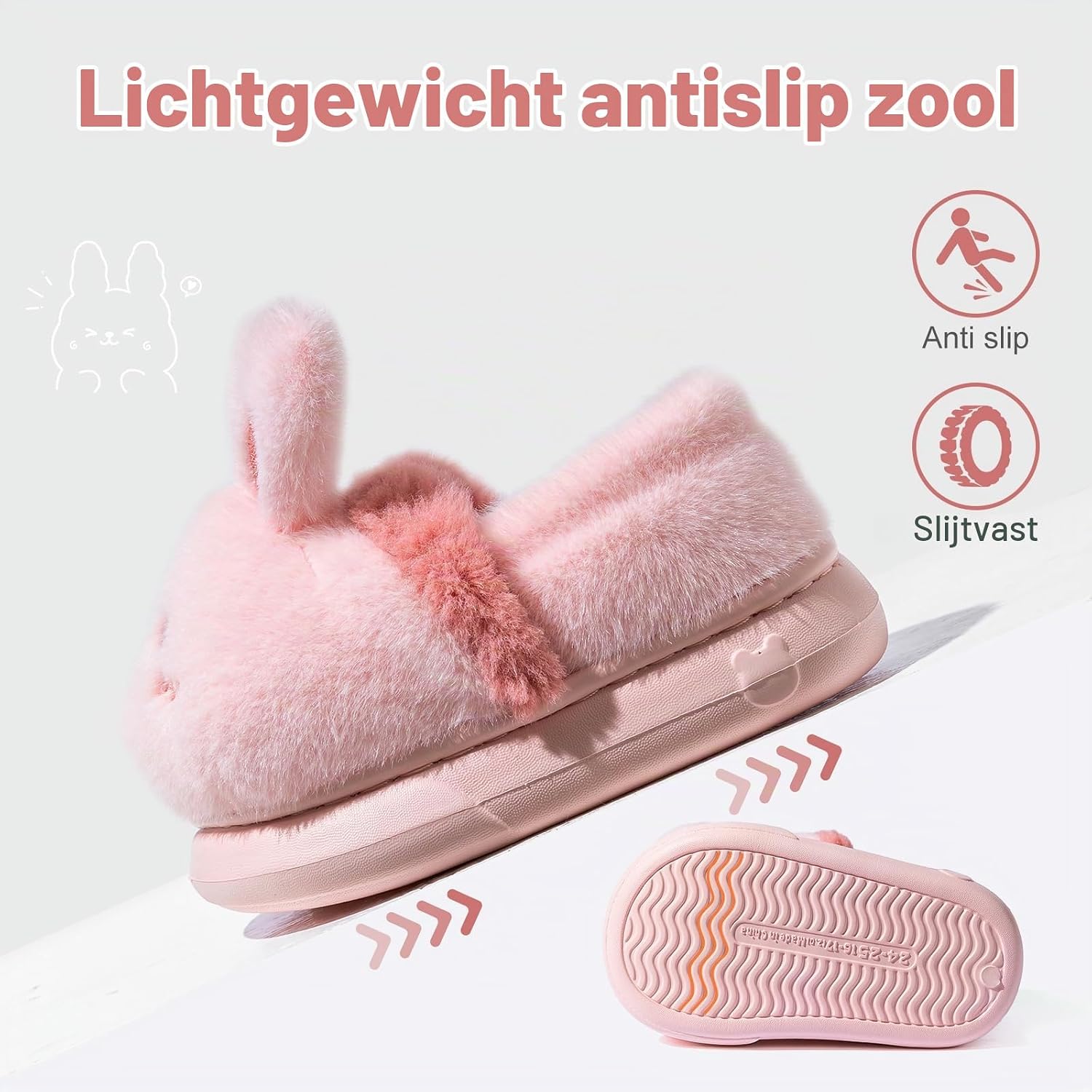 Thumbnail 4 de DRECAGE kindersloffen van zachte pluche met antislip voor binnen