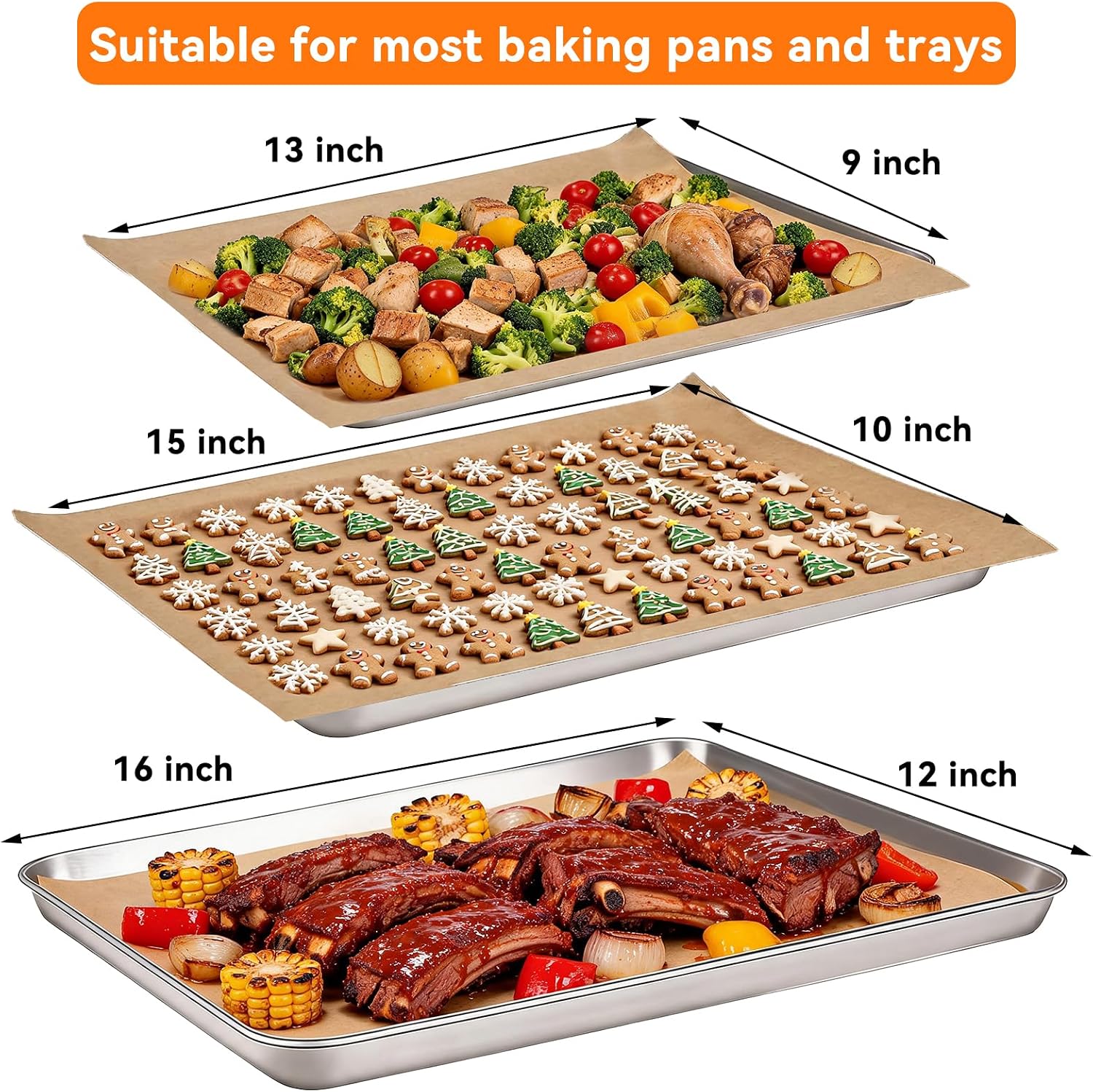 Detalle 2 de YUANYE 400-Pack Unbleached Parchment Paper Baking Sheets (12"x16")