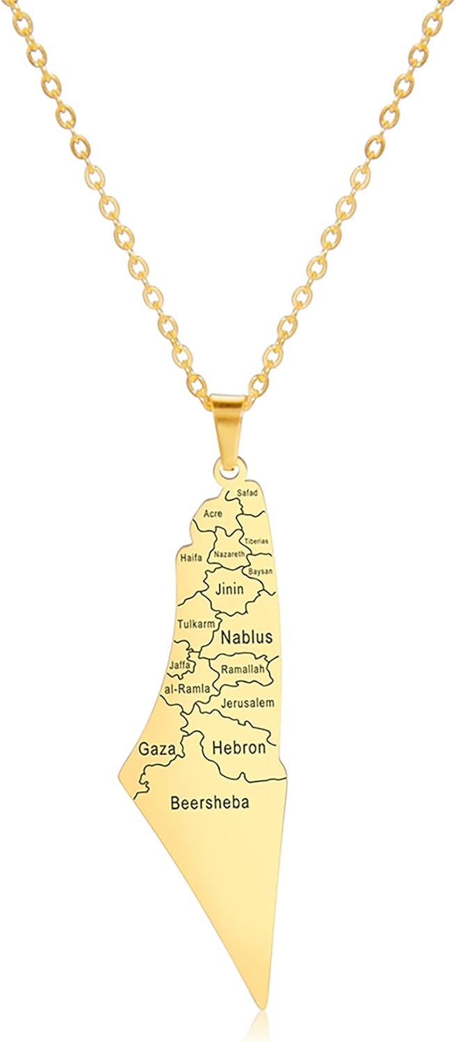 Thumbnail 6 de EUEAVAN Palästina-Halskette mit Karten-Anhänger aus Edelstahl (Statement-Schmuck)