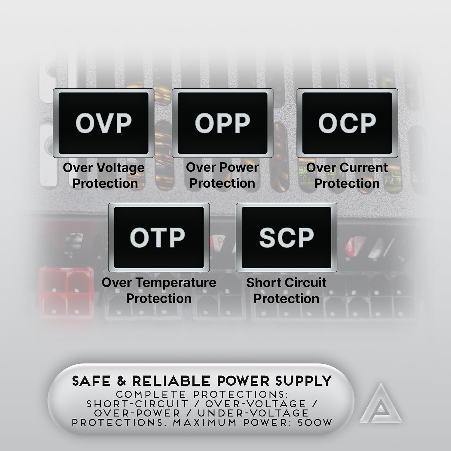 Detalle de Apevia ITX-PFC500W Mini-ITX電源 500W フルモジュラー・アクティブPFC