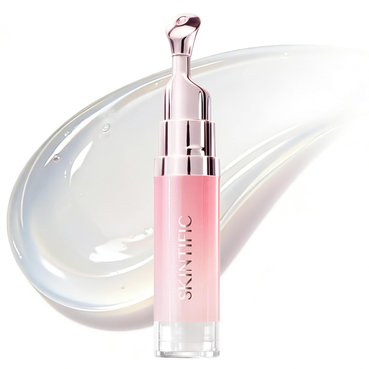 SKINTIFIC Peptide Brightening Lip Serum (Baby Pink) Tinted Gloss Balm with Peptides, Squalane & Cooling Applicator