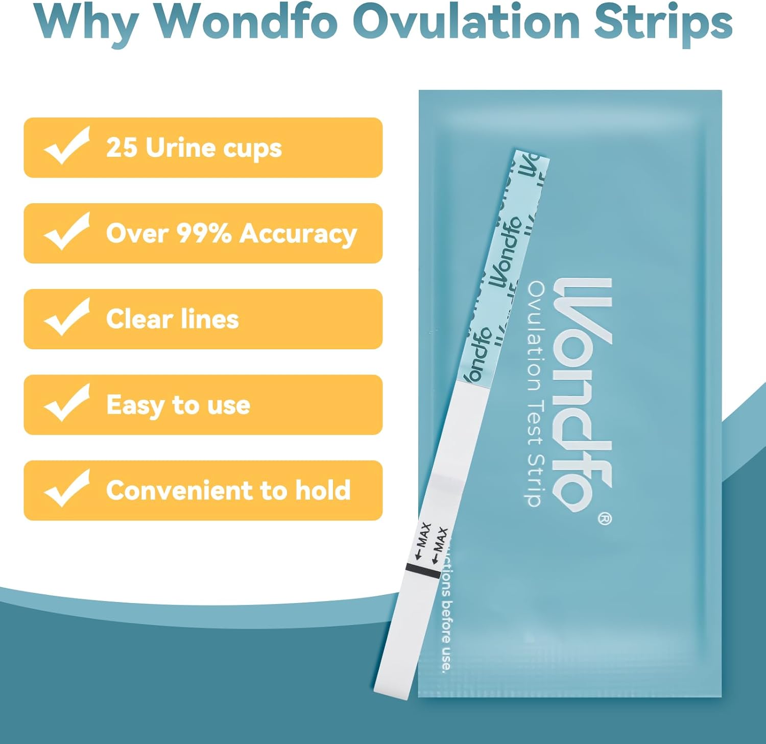 Thumbnail 4 de Wondfo Ovulation Test Strips 25 Pack with Urine Cups – Clear 5mm Wide Strips for Predicting Your Fertile Window