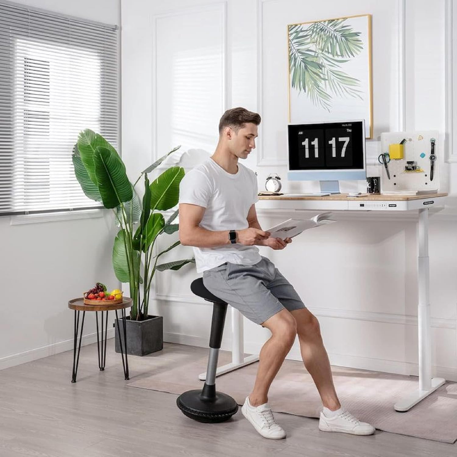 Detalle 2 de FLEXISPOT Ergonomic Desk Stool for Standing Desk – Height Adjustable Active Sitting Stool, 360° Swivel, Black