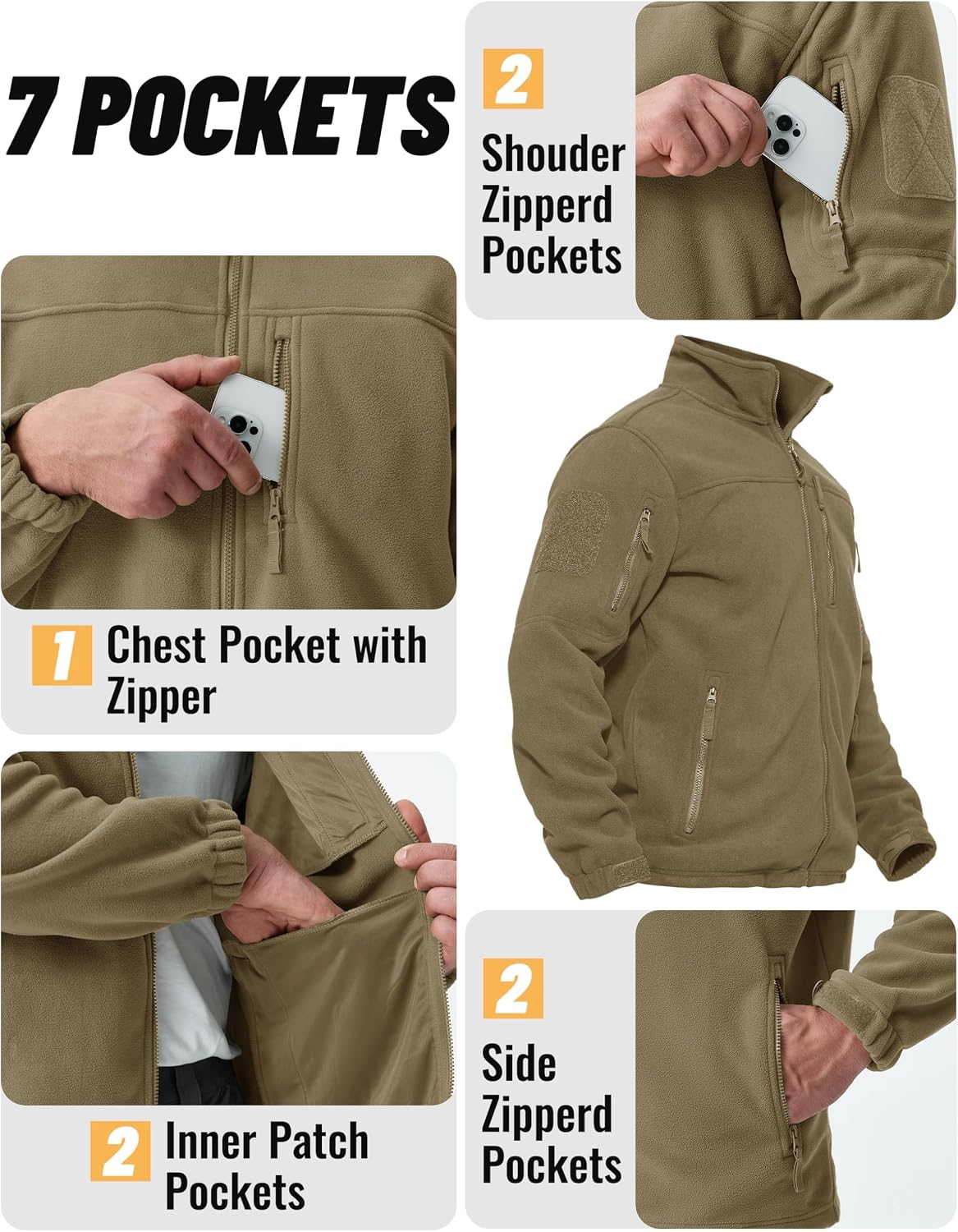 Thumbnail 3 de TACVASEN Herren Militär Outdoor Fleecejacke Warme Fleecejacke