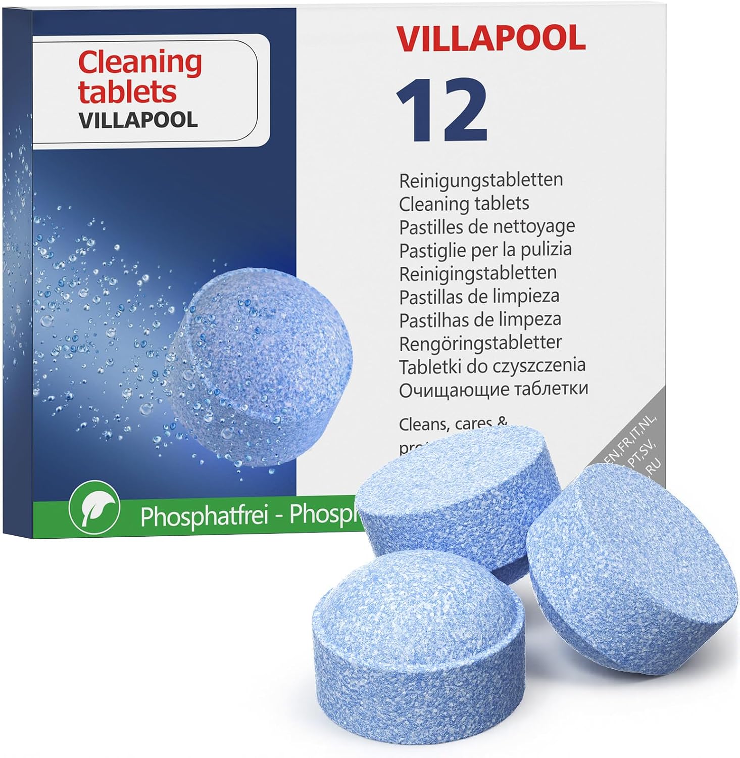 Detalle de VILLAPOOL CL-118 reinigingstabletten, 12 stuks met 3-fasenreiniging