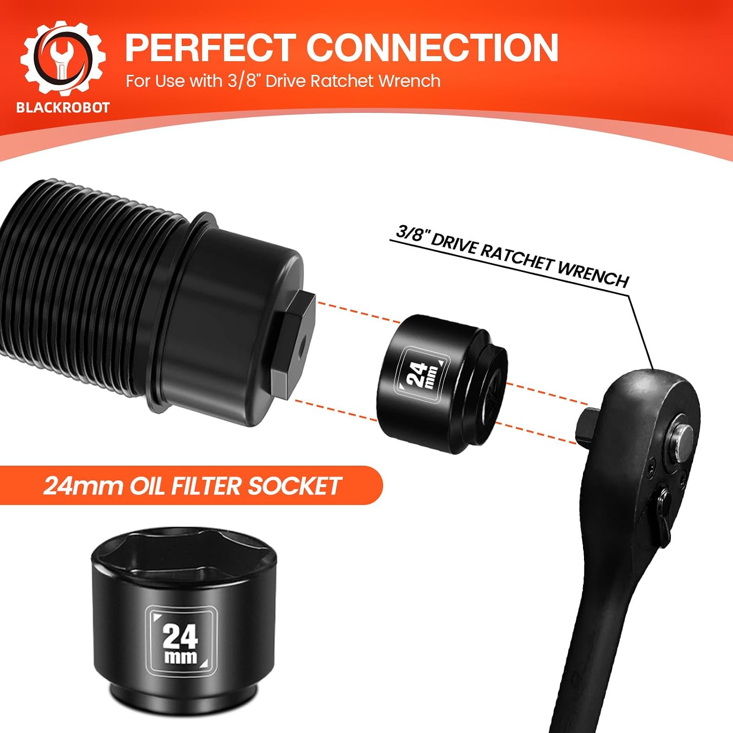 Detalle de BLACKROBOT da339414-46c5-47c2-9fbe-252a3df021c2 24mm Low-Profile Oil Filter Socket