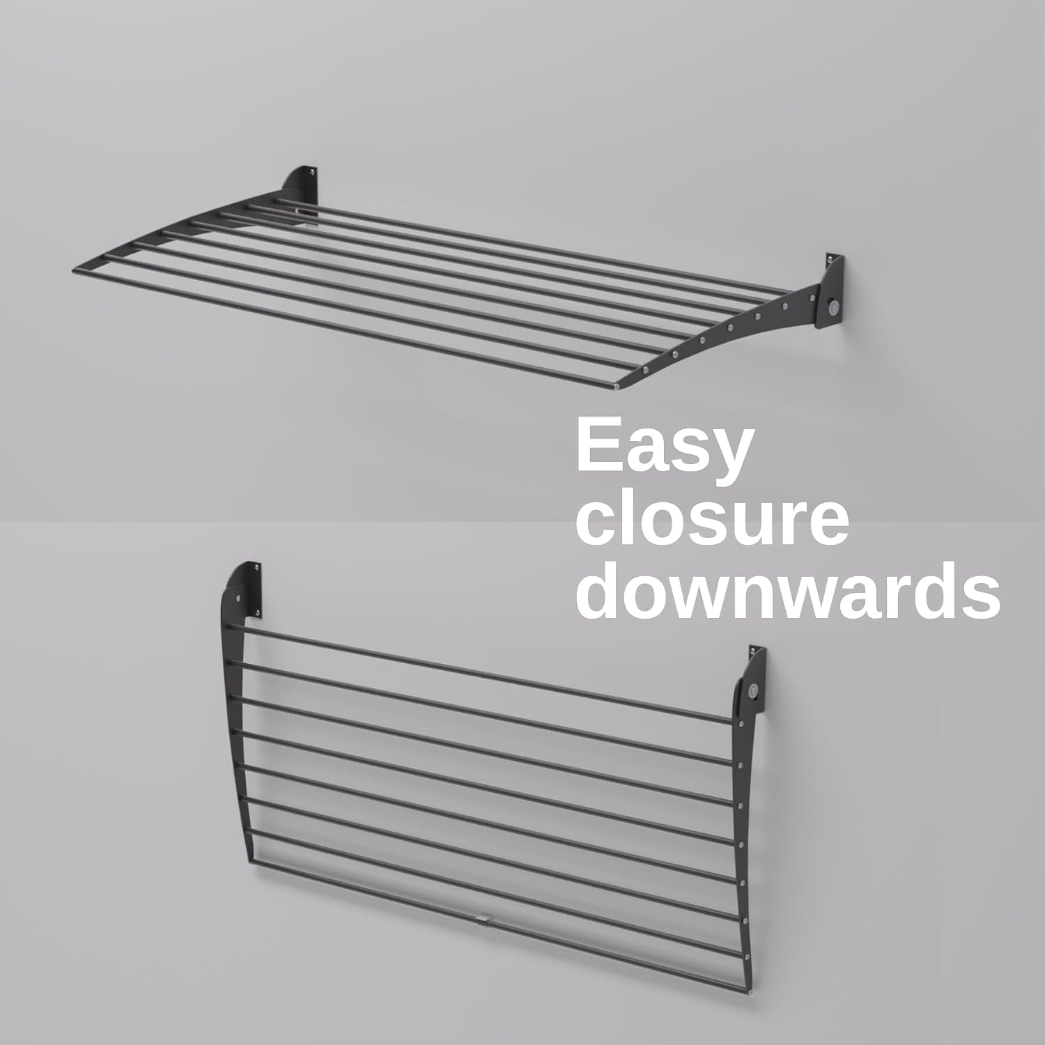 Detalle 2 de Foxydry Fold Wand-Wäscheständer vertikal, klappbar (Aluminium/Edelstahl) – 62×50×50 cm, schwarz