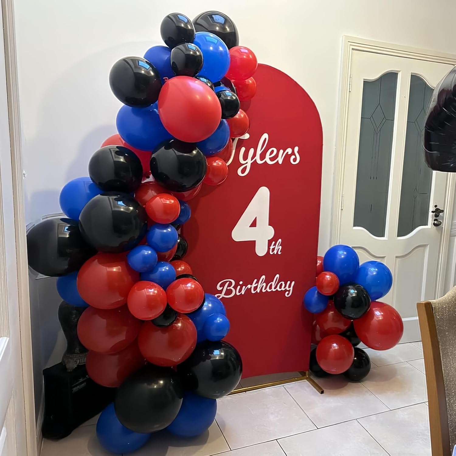 Detalle de Red Blue Black Balloons, 12 Inch Royal Blue Red Confetti Latex Balloon Kit — Spider Theme Party Decor