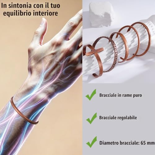Detalle de Aretas Bracciale in rame: puro rame, design classico per uomo e donna