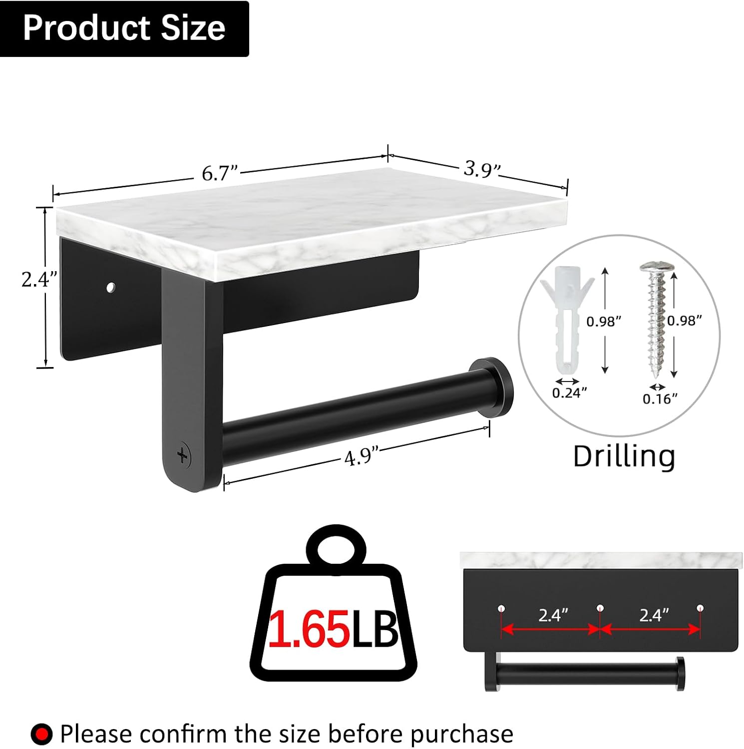 Thumbnail 2 de Toilet Roll Holder with 17 cm shelf